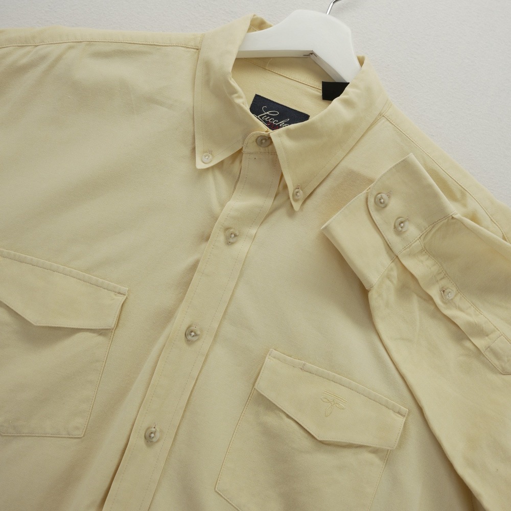 Lucchese Classics Mens Yellow Cotton Canvas Western Button Down Shirt XL